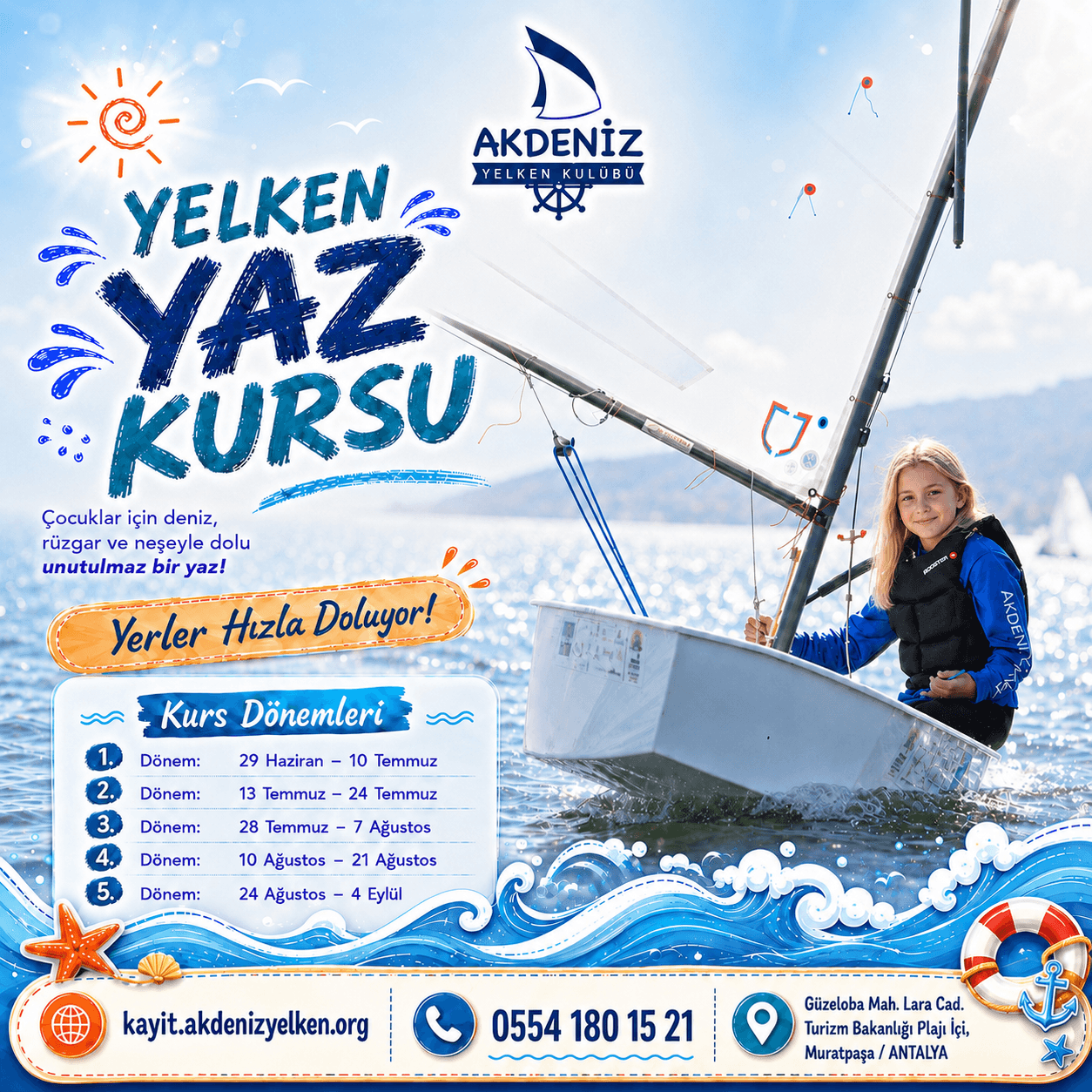 Akdeniz Yelken Yaz Kursu afişi